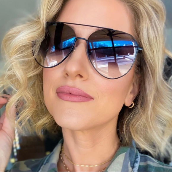 DIFF Jane Sunglasses Aviators Matte Black Frame Grey Gradient Lenses - Picture 2 of 10